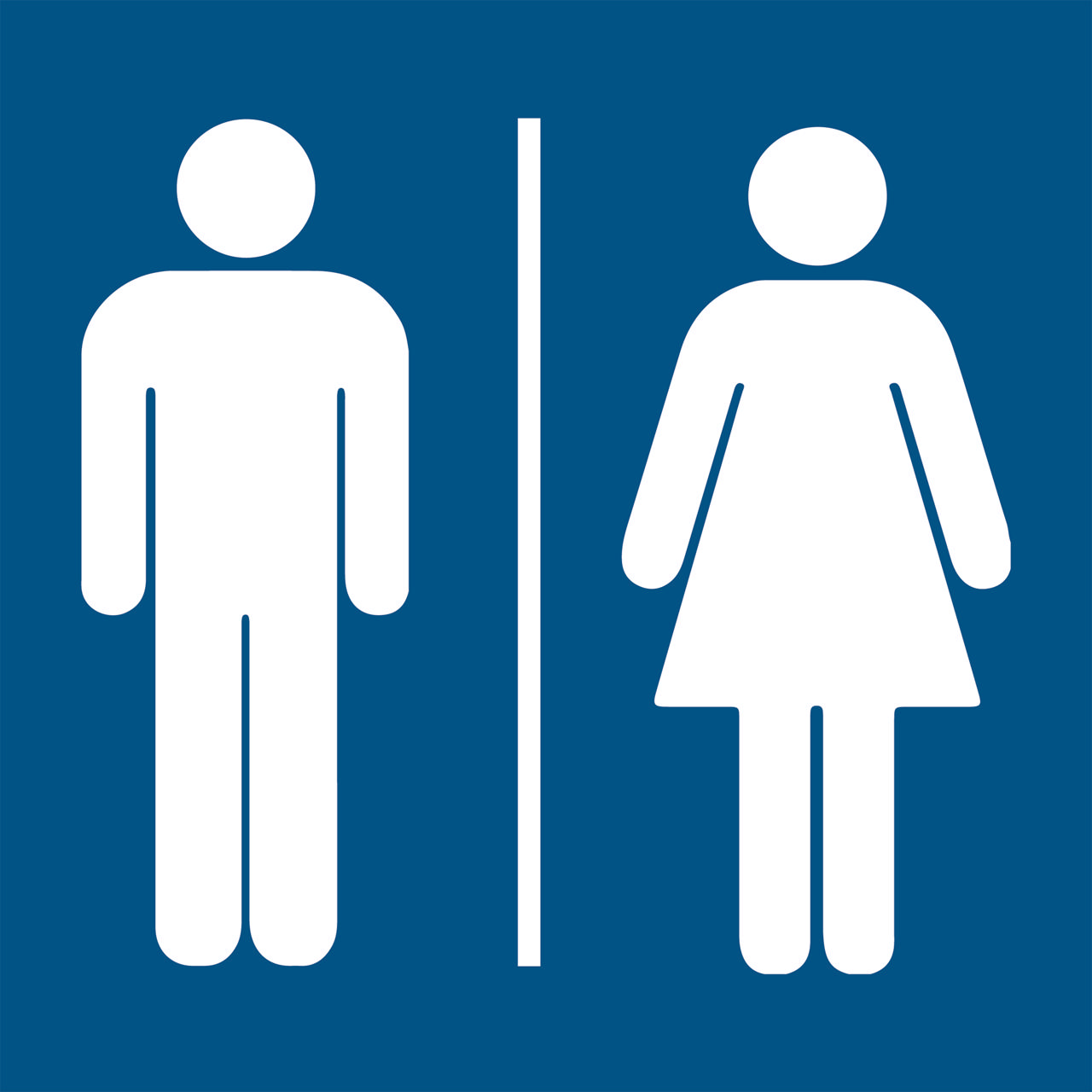 Miesten ja naisten WC-kyltti, 100 x 100 mm