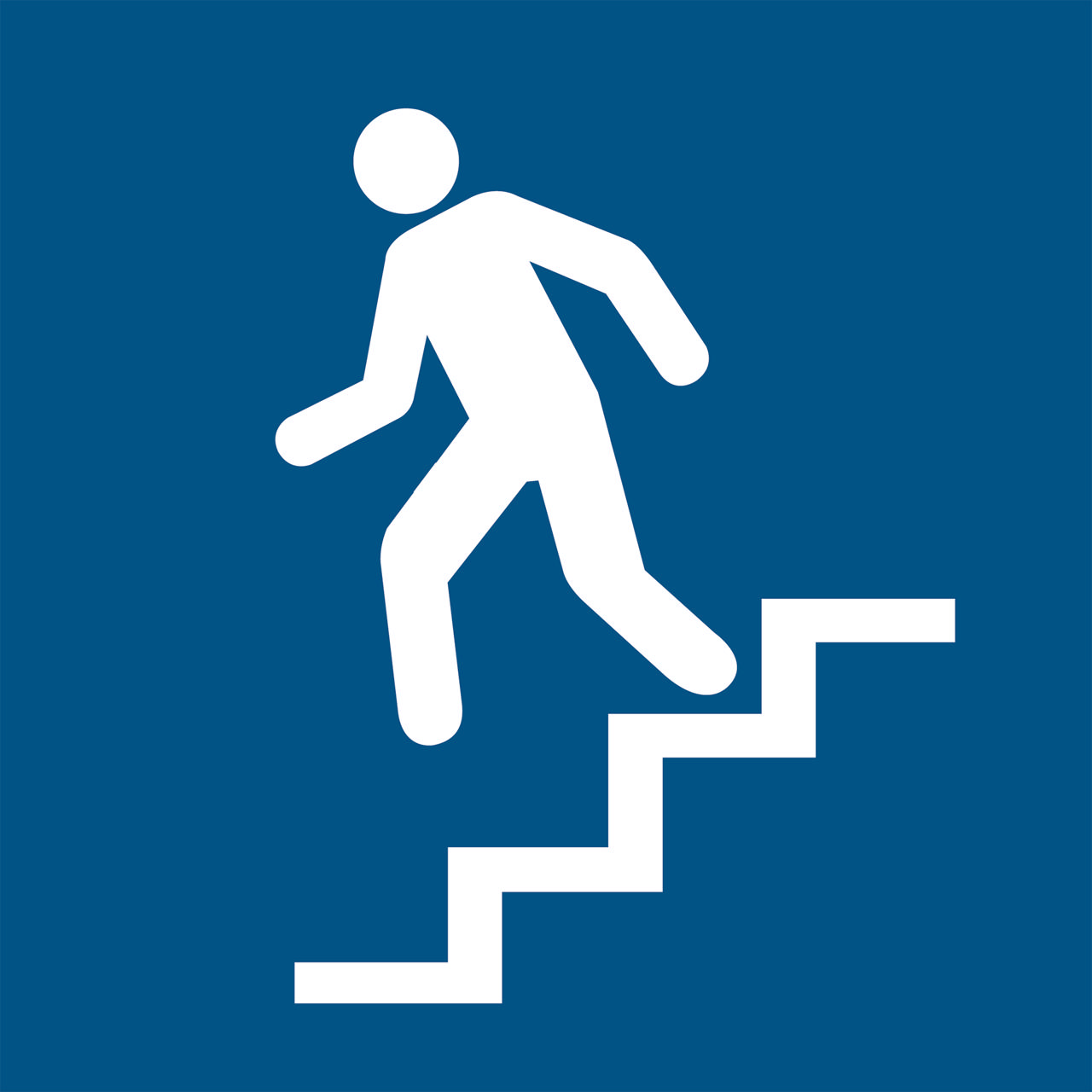 Portaat alas -kyltti, 100 x 100 mm