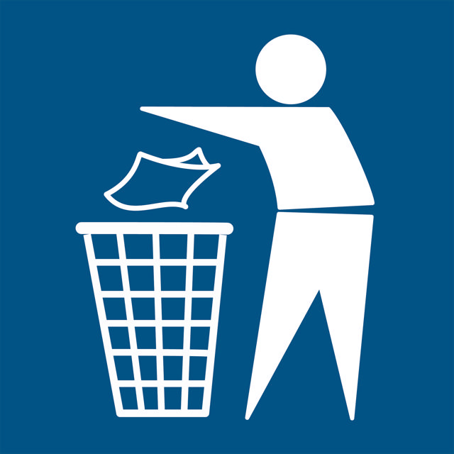 Roska-astian merkki, 100 x 100 mm