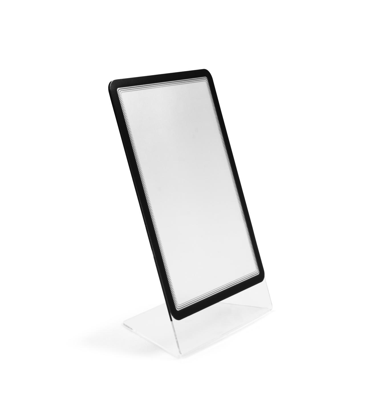 Acrylic Table Top Sign Holder with A4 Magneto Frame Display Pocket, Slanted L-Shape