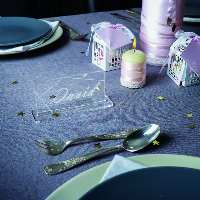 Muokattava akryylinen pöytäkortti, suorakulmainen