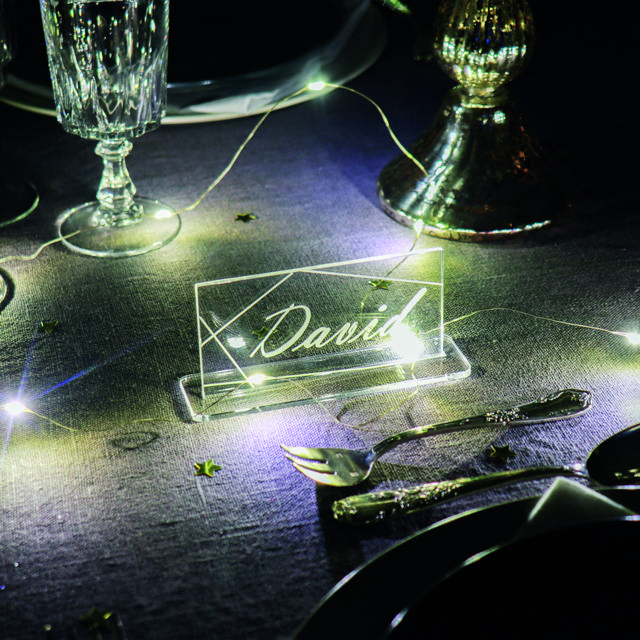 Muokattava akryylinen pöytäkortti, suorakulmainen