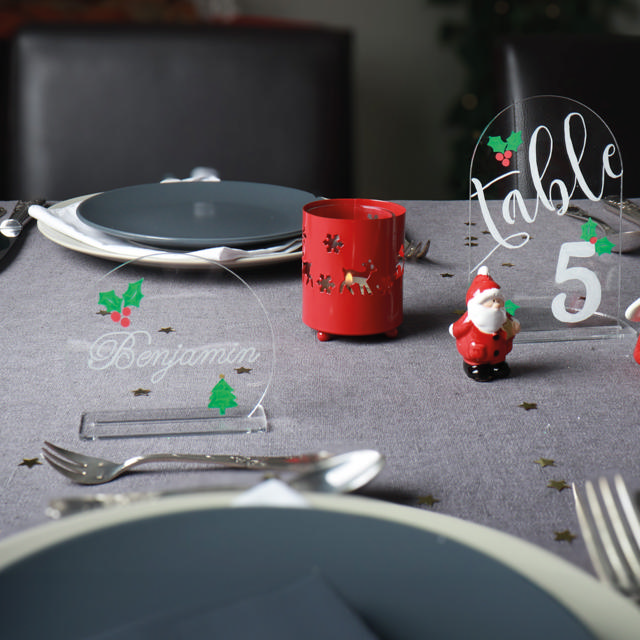 Muokattava akryylinen pöytäkortti, pyöreä