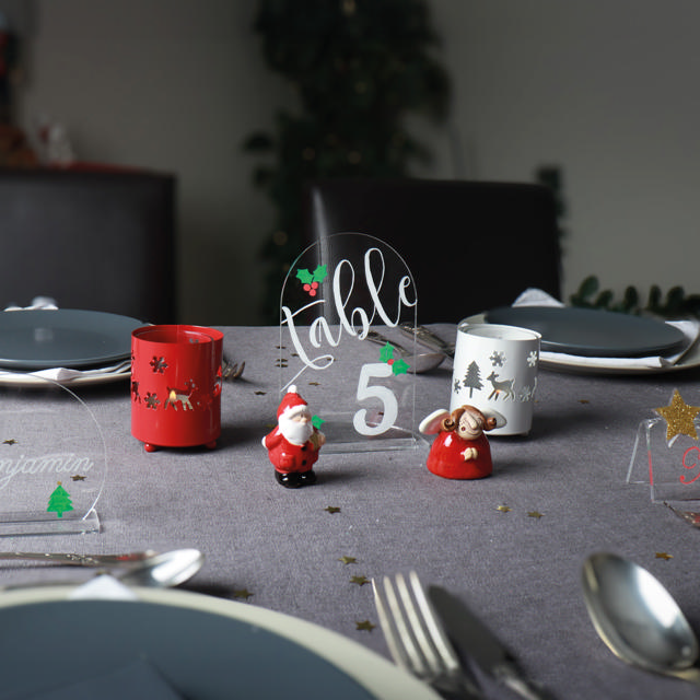 Muokattava akryylinen pöytänumerokyltti, pyöreä