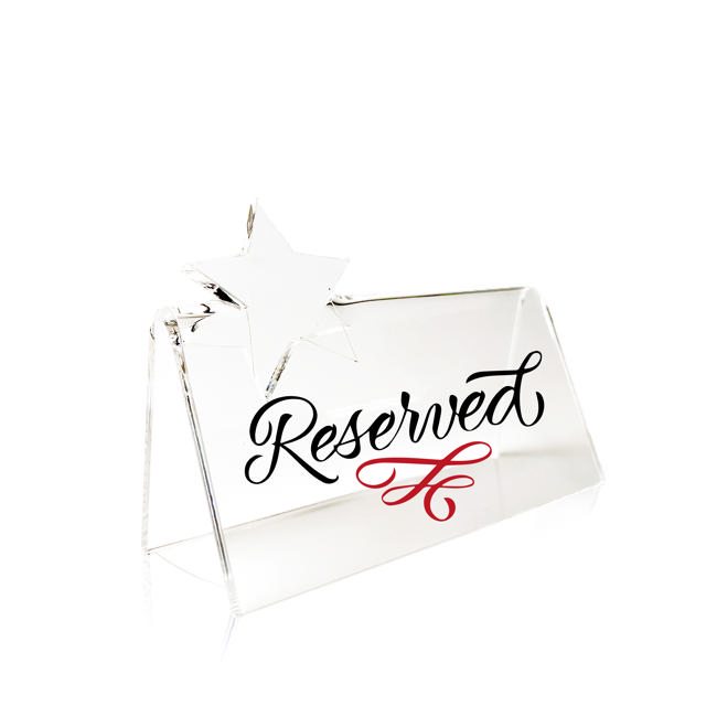 Muokattava akryylinen pöytäkortti tähdellä