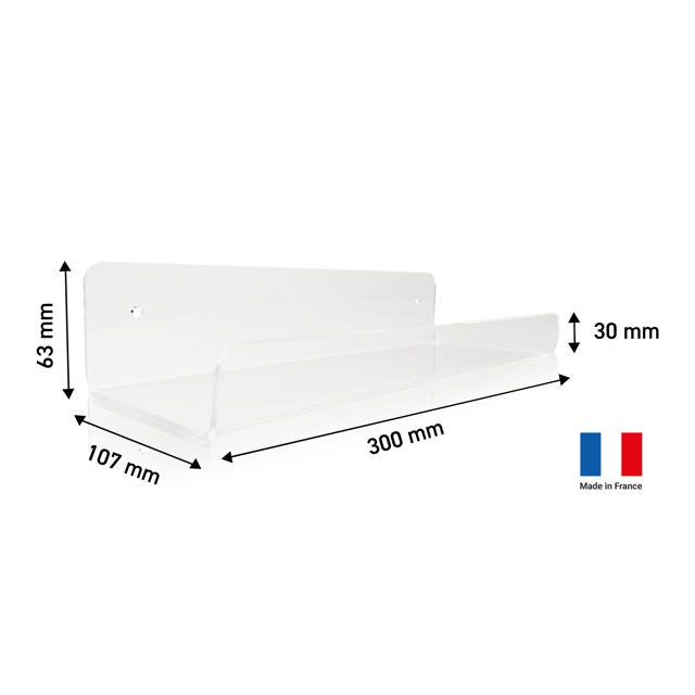 Kelluva akryylihylly, U-muotoinen