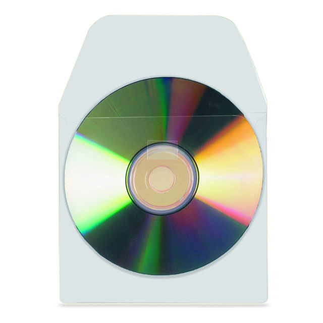Itsekiinnittyvä CD-tasku, läpällinen, pysyvä
