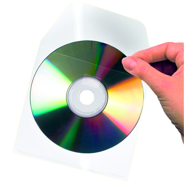 Itsekiinnittyvä CD-tasku, läpällinen, pysyvä